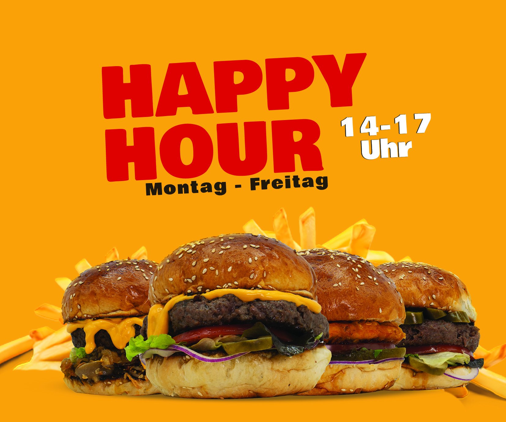 Munchy Happy Hour – Burger mit Pommes